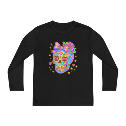 Neon Sugar Skull Youth Long Sleeve Tee