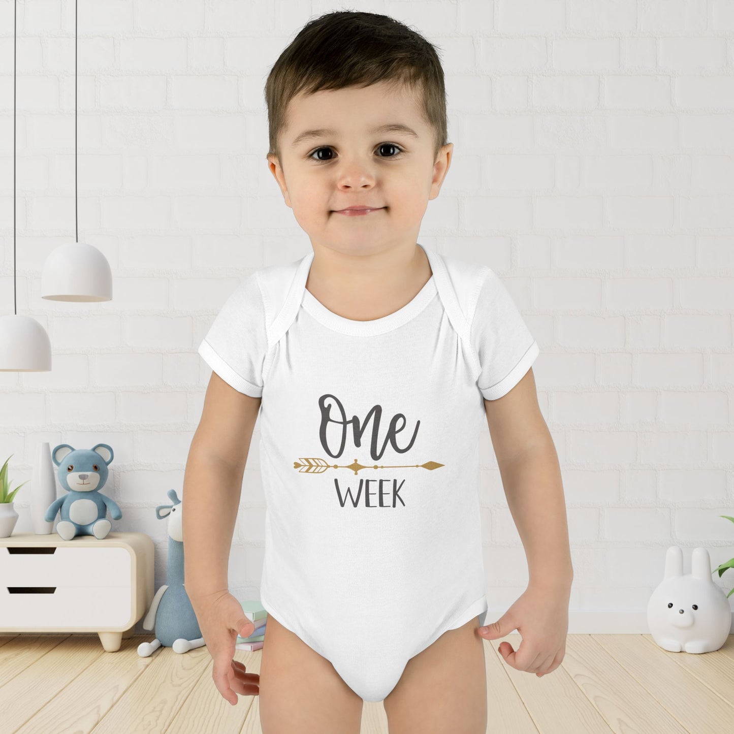 Golden Arrow Milestone Baby Bodysuit-One Week