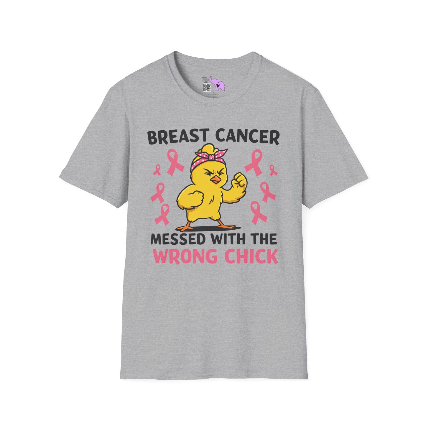 Breast Cancer Messed With The Wrong Chick Adult Unisex Tshirt