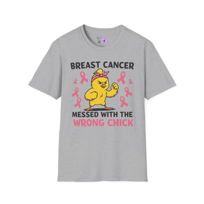 Breast Cancer Messed With The Wrong Chick Adult Unisex Tshirt