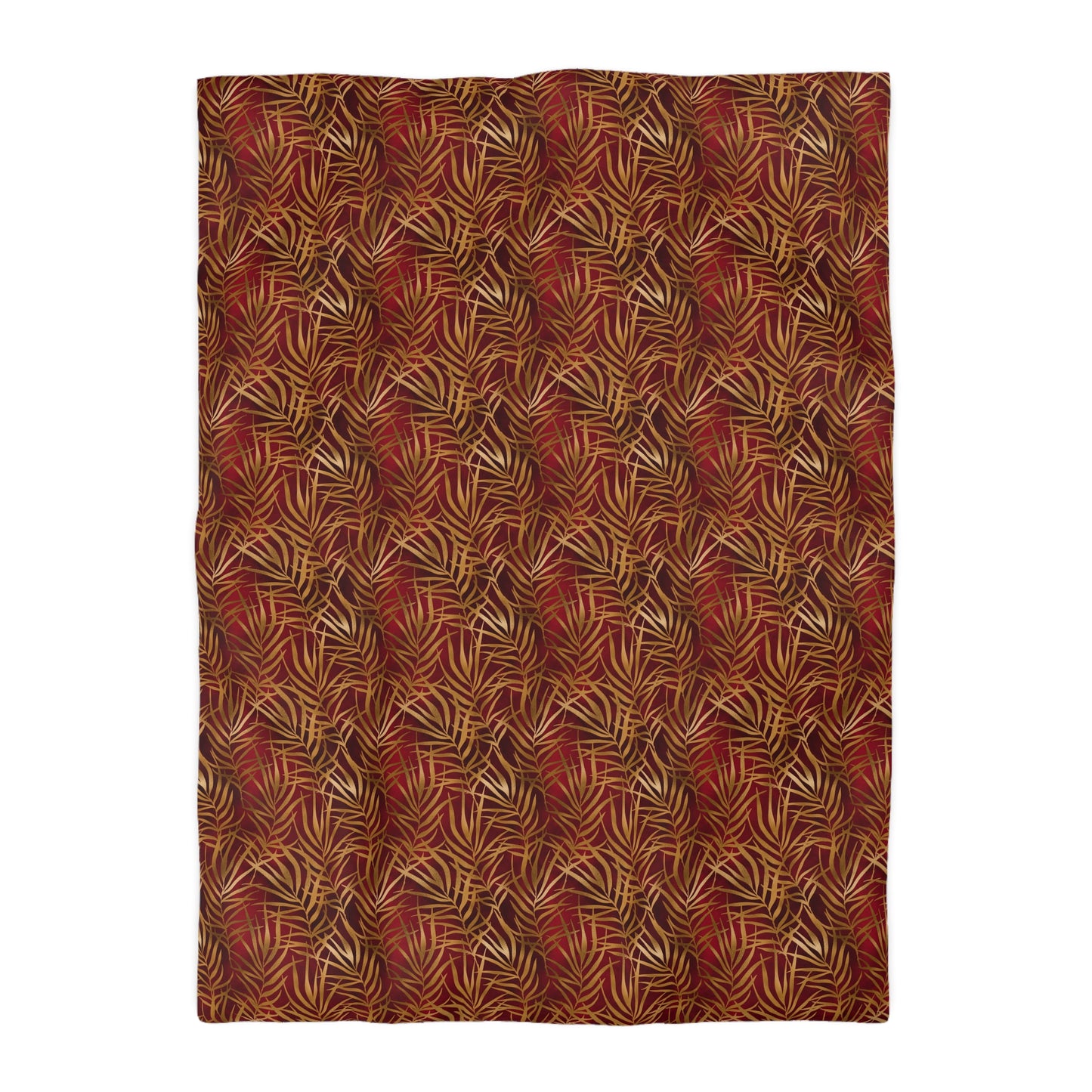 Crimson Palm Veil Duvet Bedding Set