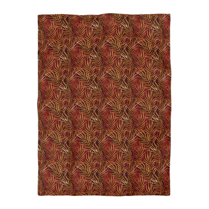 Crimson Palm Veil Duvet Bedding Set