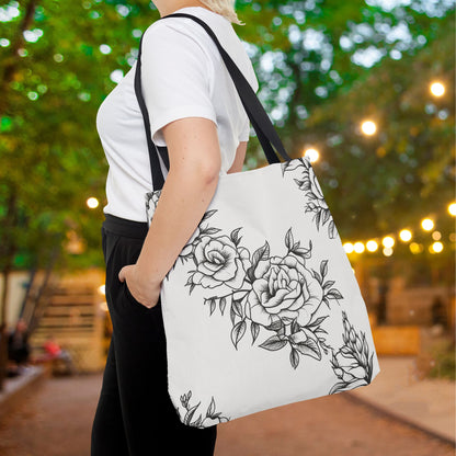 Midnight Rose Sketch Canvas Tote Bag