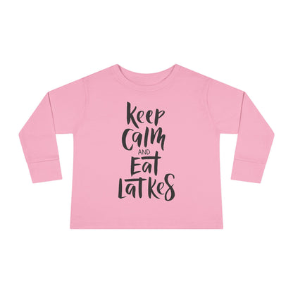 Keep Calm & Eat Latkes Toddler Long Sleeve Tee