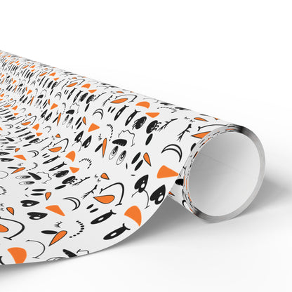 Cute Snowman Faces Wrapping Paper