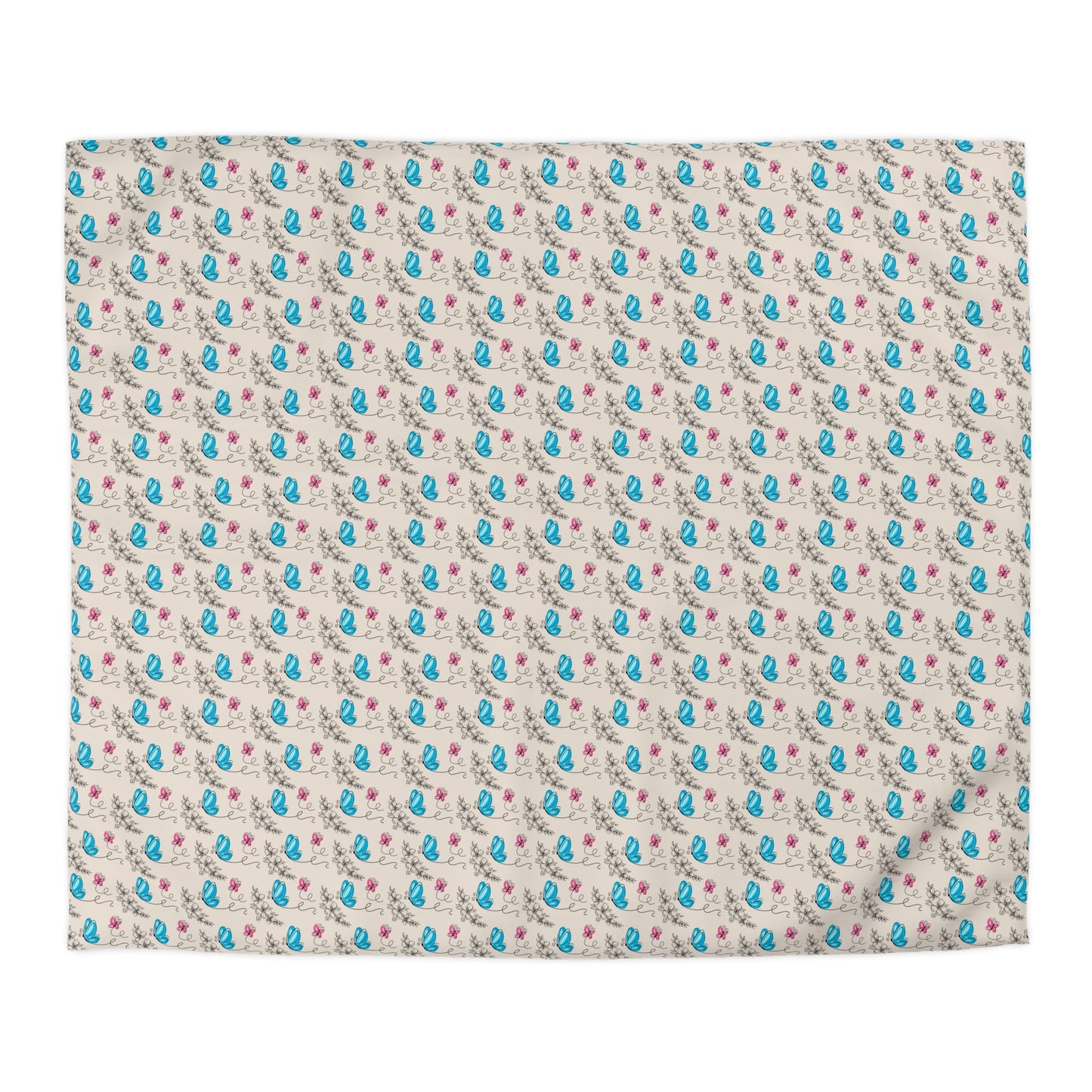 Butterfly Doodles Microfiber Duvet Cover