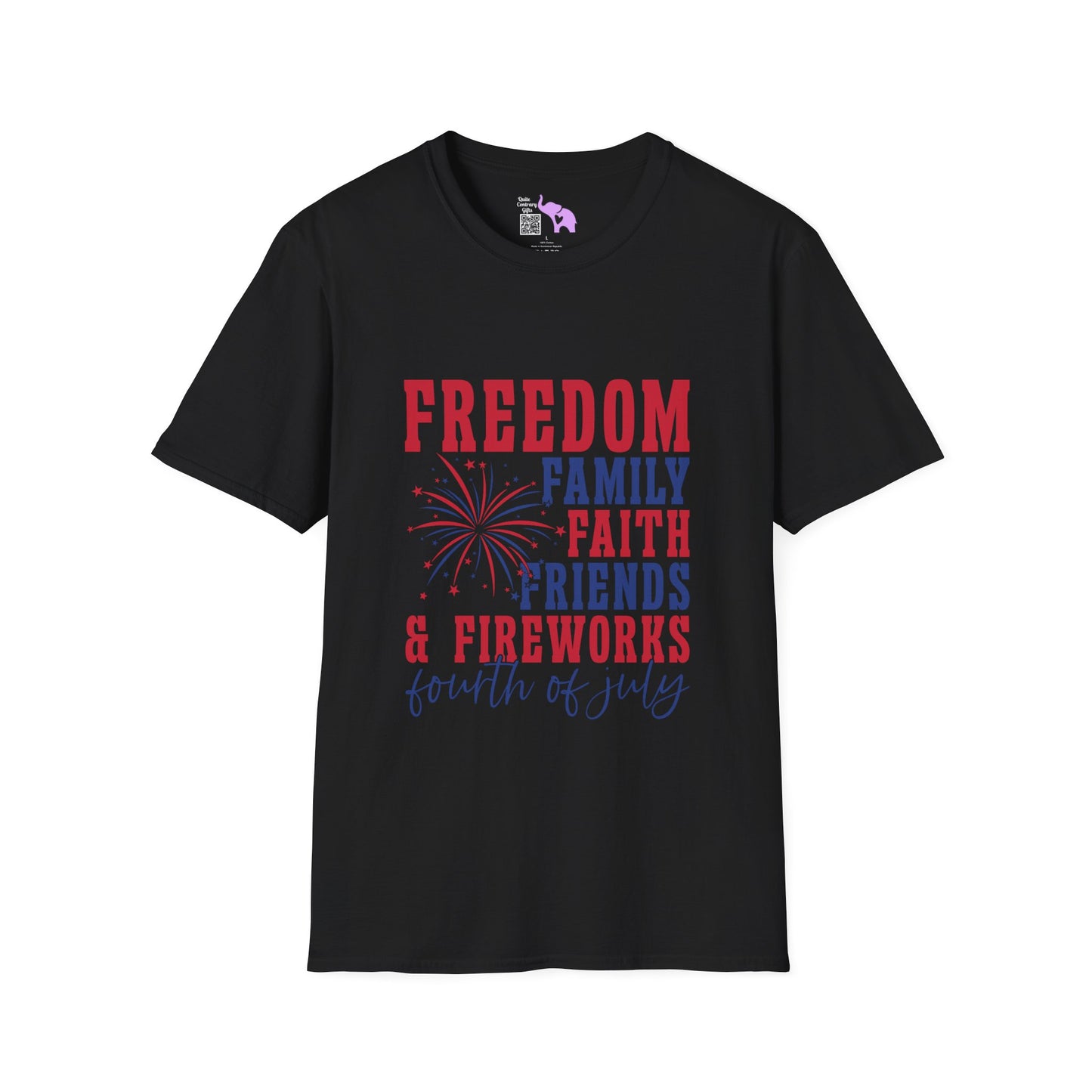 Freedom Family Faith Friends Fireworks 4th of July T-shirt