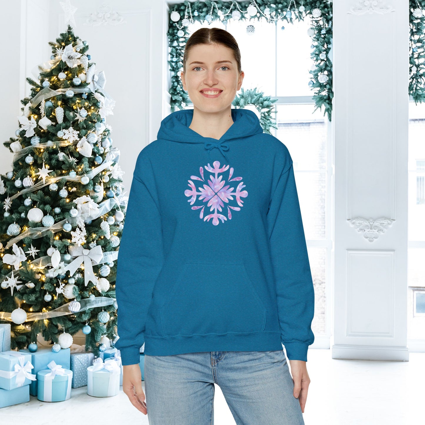 Large Snowflake 3 Adult Heavy Blend™ Hooded Sweatshirt