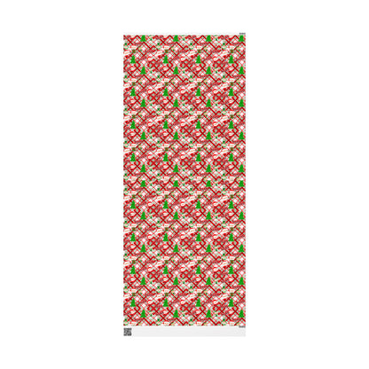 Playful Skinny Santa & Elves Christmas Custom Wrapping Paper (Leah)