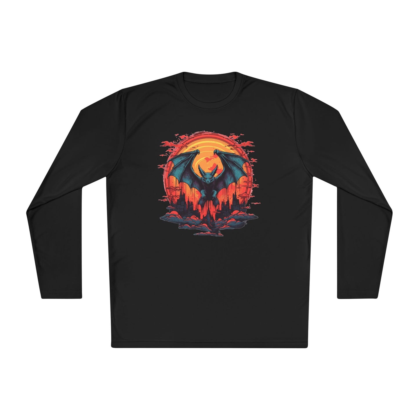 Creepy Bats Over Moon 8 Adult Long Sleeve Tee