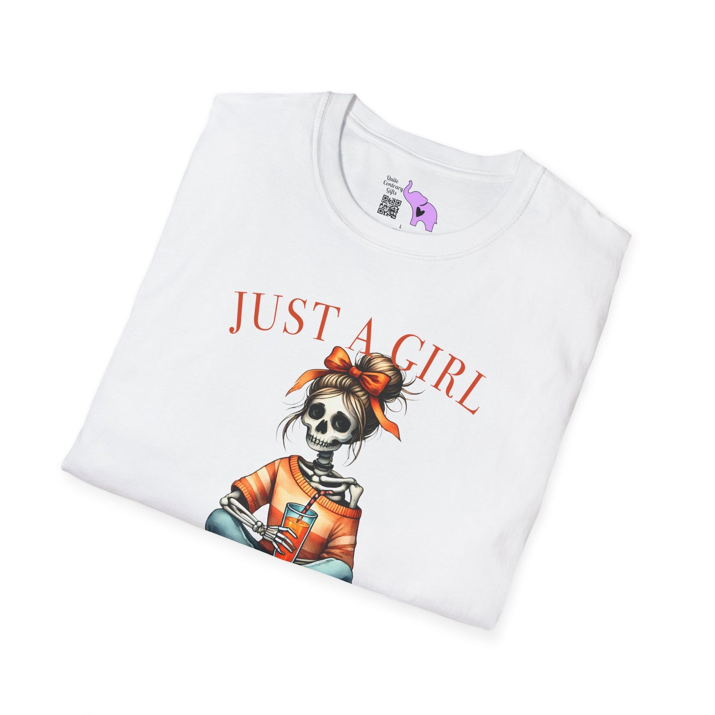 Just A Girl Who Loves Pumpkin Spice Skeleton Adult T-shirt