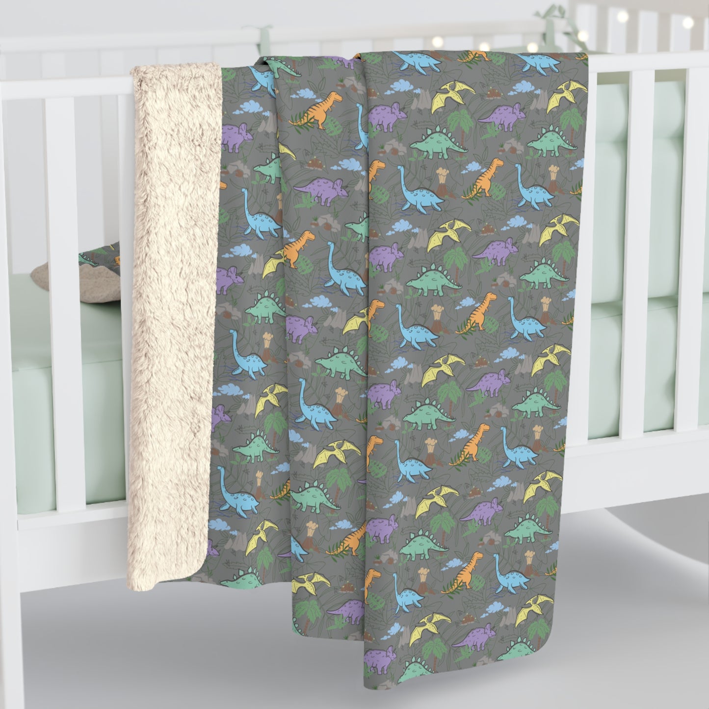 Prehistoric Playtime Sherpa Fleece Blanket