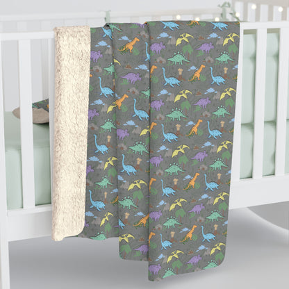 Prehistoric Playtime Sherpa Fleece Blanket