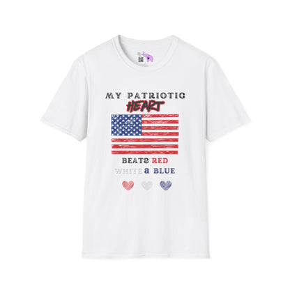 My Patriotic Heart Bleeds Red White & Blue Adult T-shirt