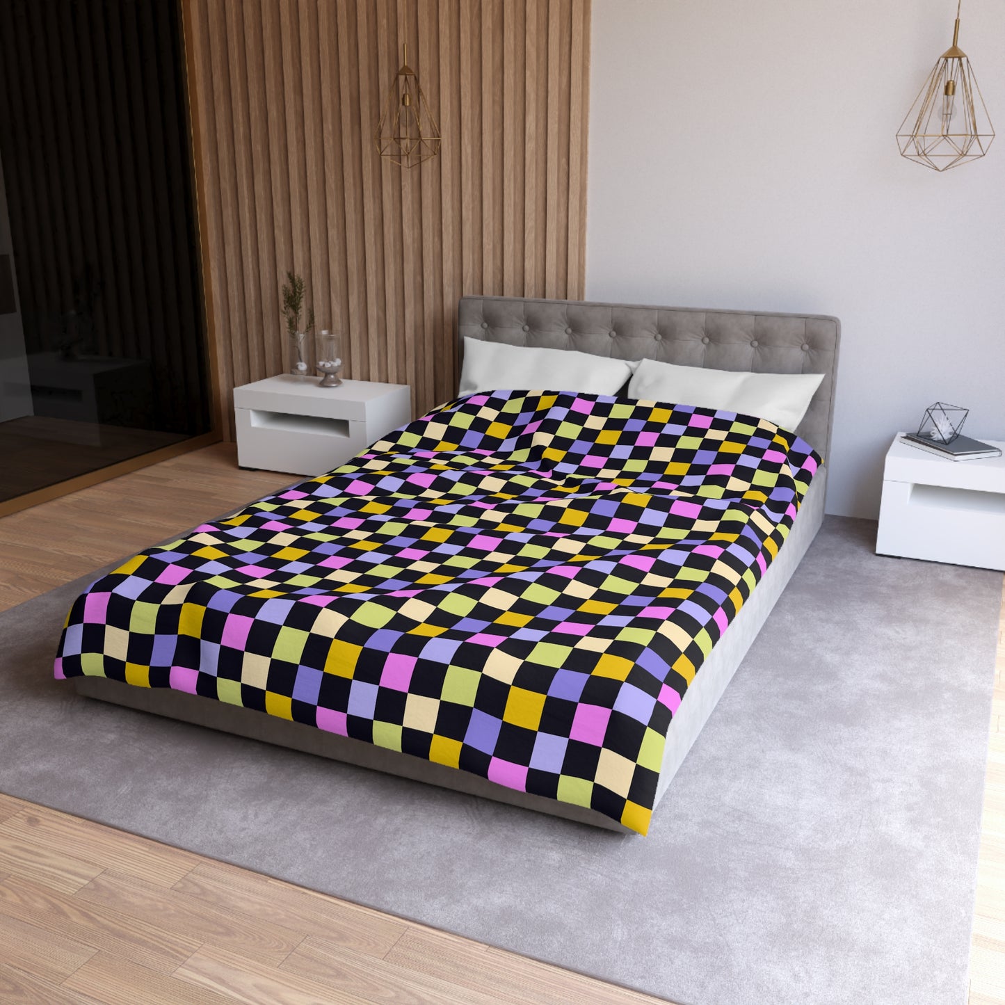 Joyful Checkerboard Microfiber Duvet Cover