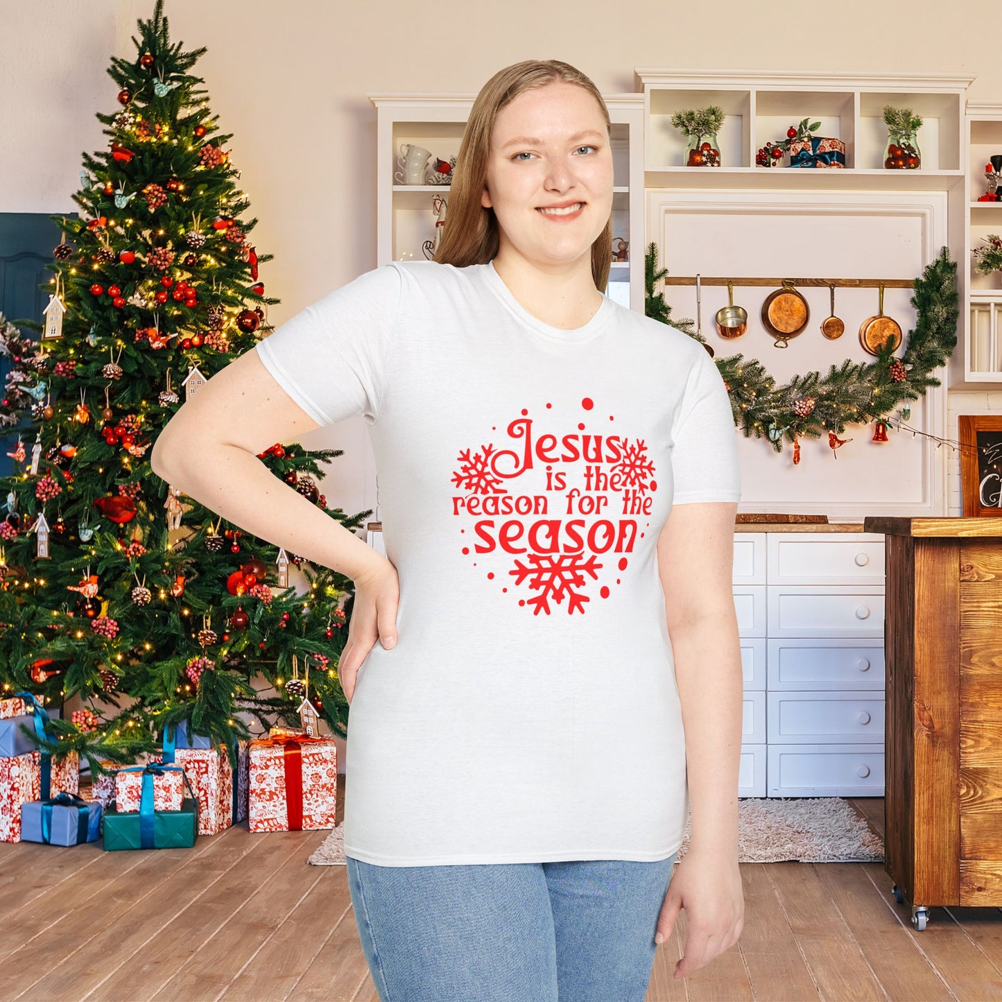 Jesus Is The Reason For The Season Snowflake Adult T-shirt