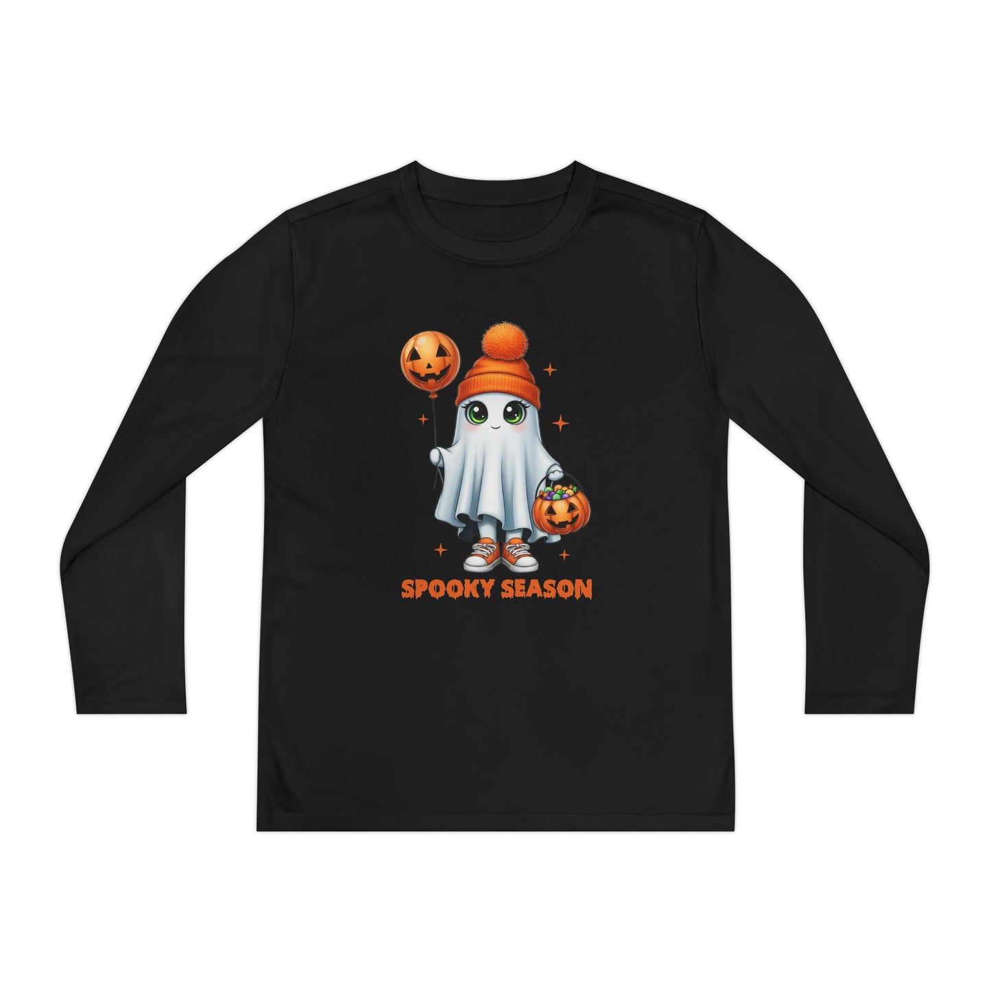 Spooky Season Ghost Trick-or-Treater Youth Long Sleeve Tee