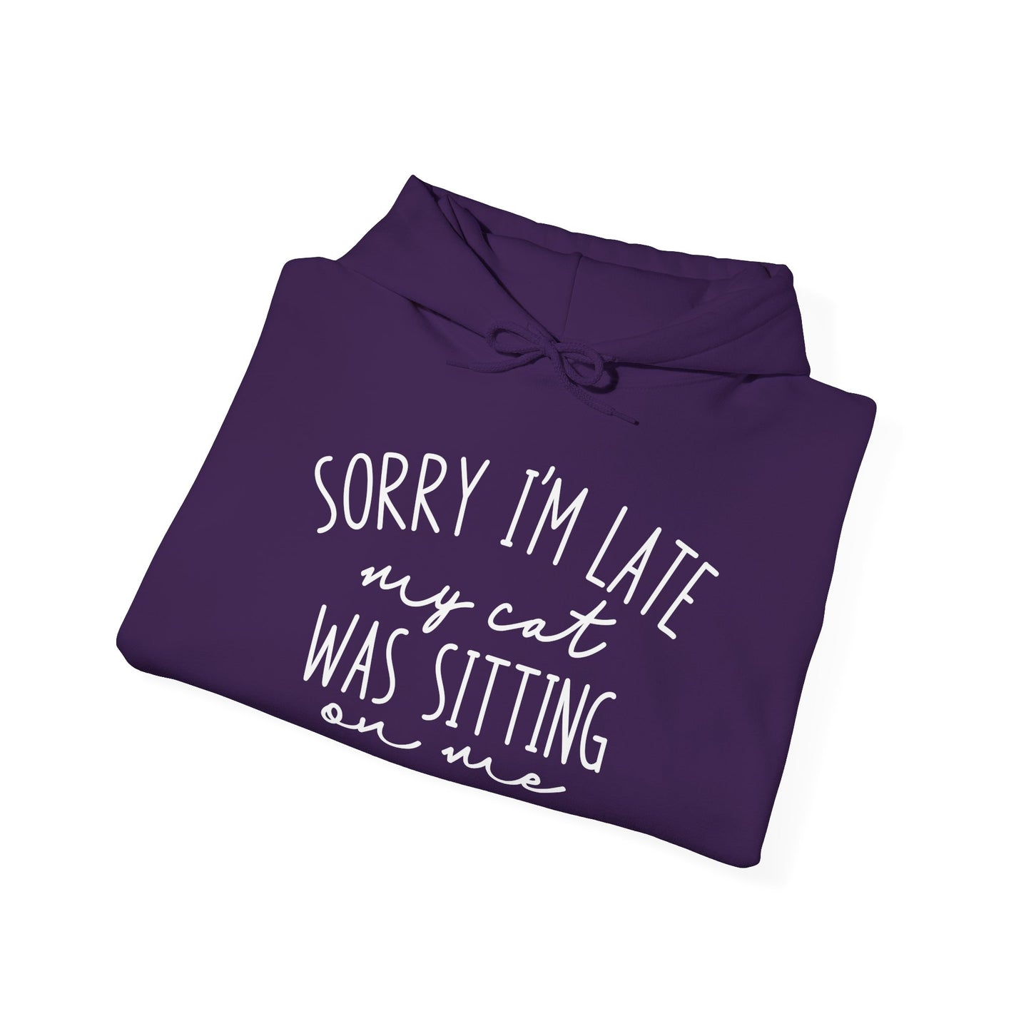 Sorry I'm Late My Cat Was Sitting On Me Heavy Blend™ Hooded Sweatshirt