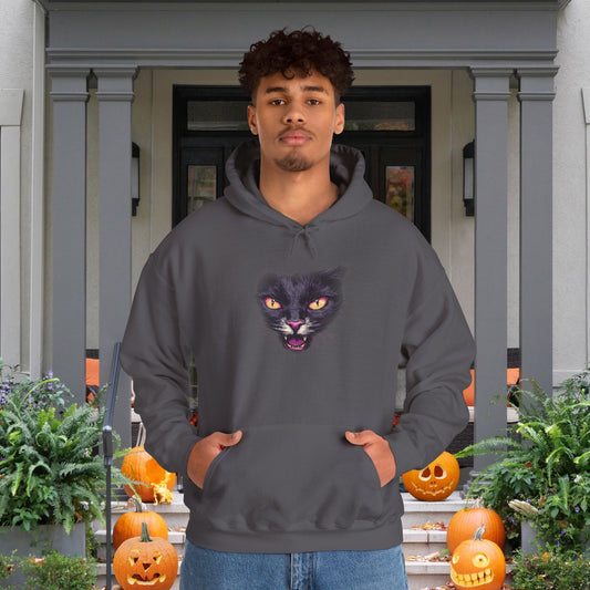 Black Cat Face Heavy Blend™ Hooded Sweatshirt