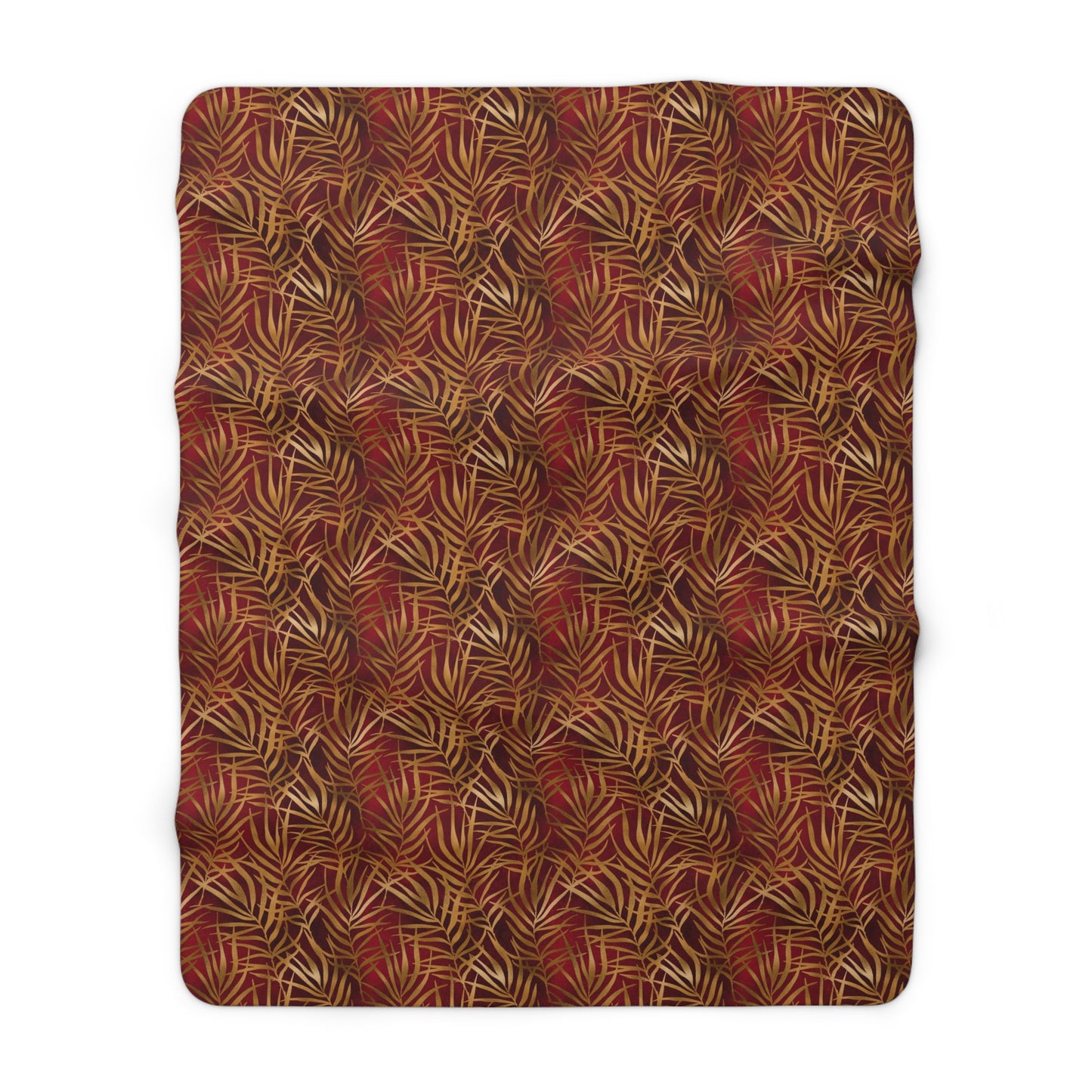 Crimson Palm Veil Fleece Blanket