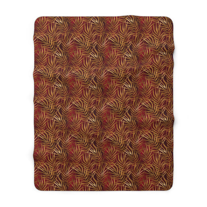 Crimson Palm Veil Fleece Blanket