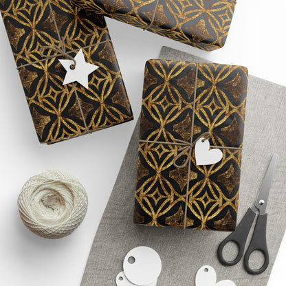 Golden Star Lattice Wrapping Paper