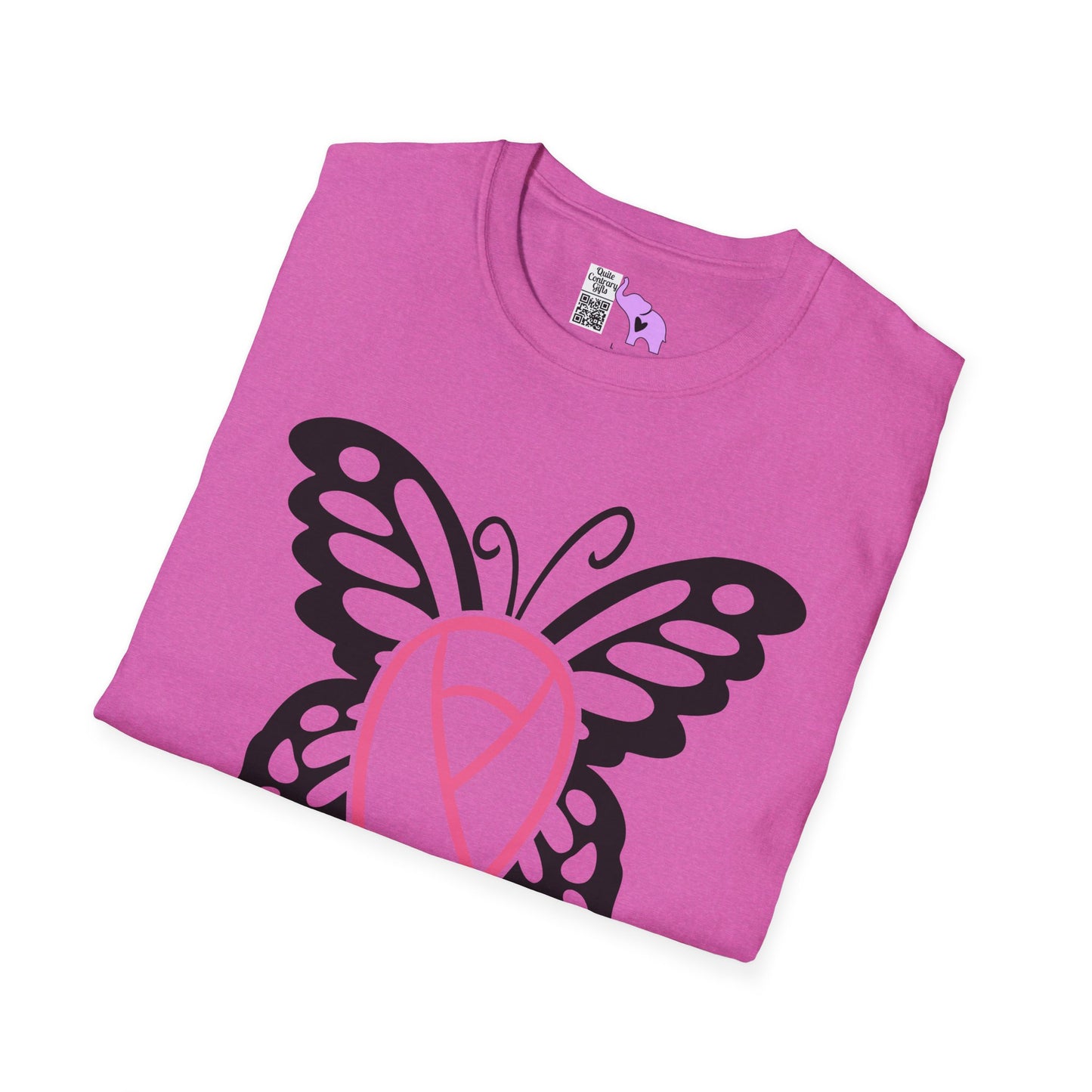 Butterfly Pink Support Ribbon Adult T-shirt