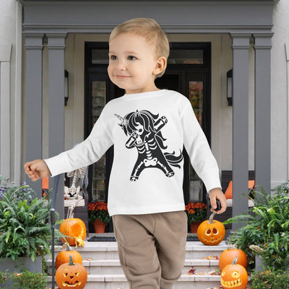 Dabbing Unicorn Skeleton Toddler Long Sleeve Tee