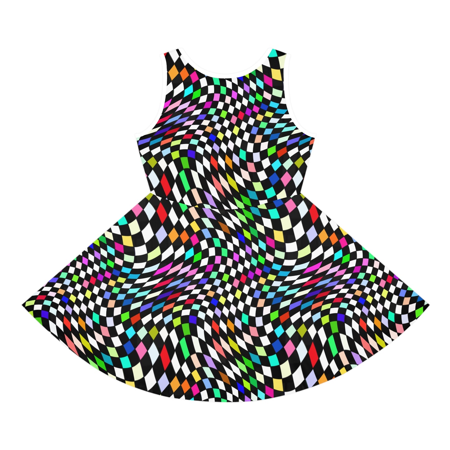 Warped Colorful Checkered Girls Sundress