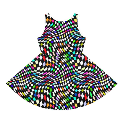 Warped Colorful Checkered Girls Sundress