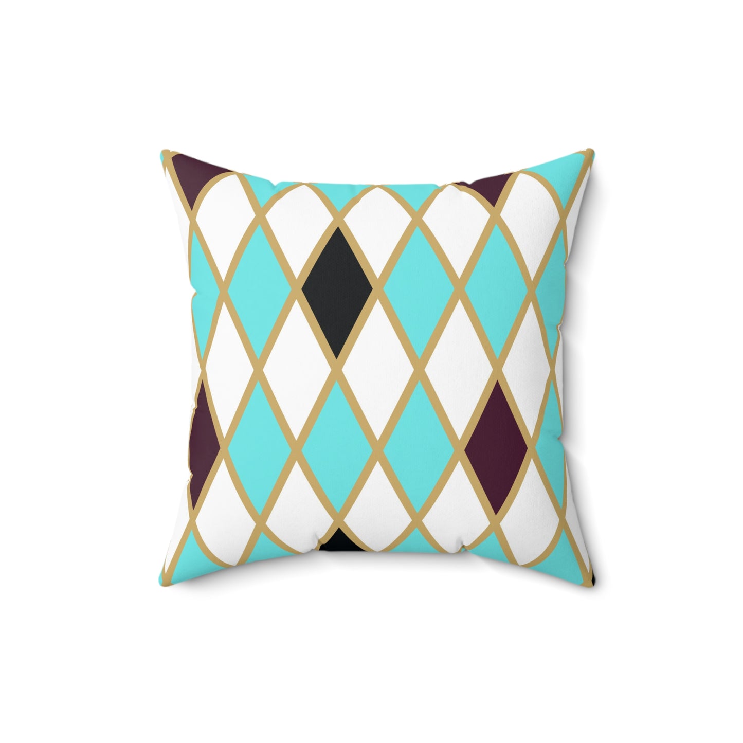 Teal/White Harlequin Throw Pillow