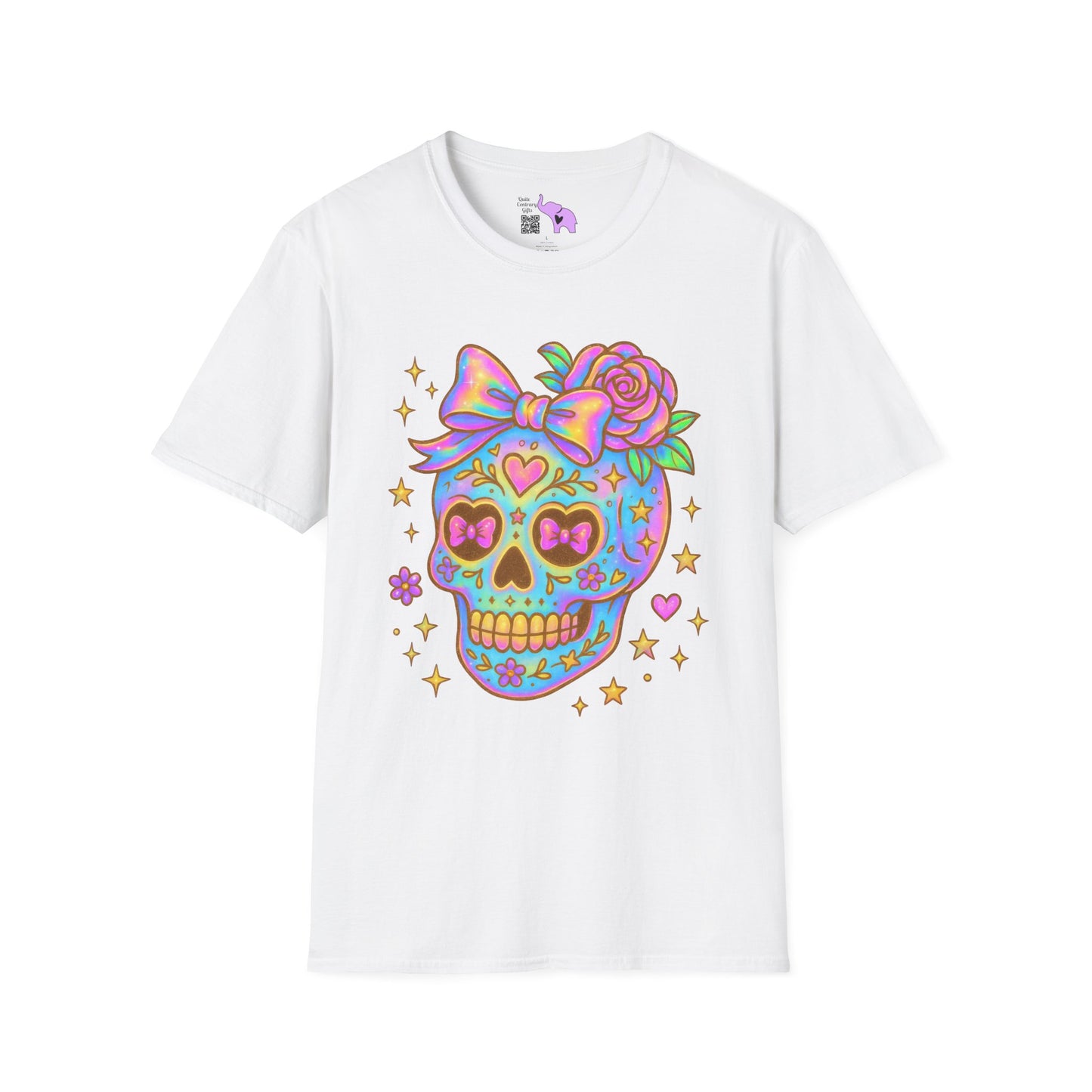 Neon Sugar Skull Adult T-shirt