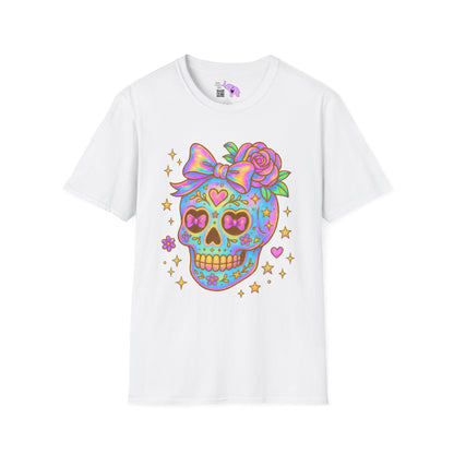 Neon Sugar Skull Adult T-shirt