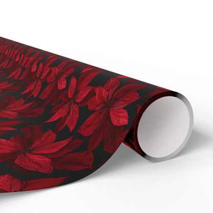 Midnight Poinsettia Garden Wrapping Paper