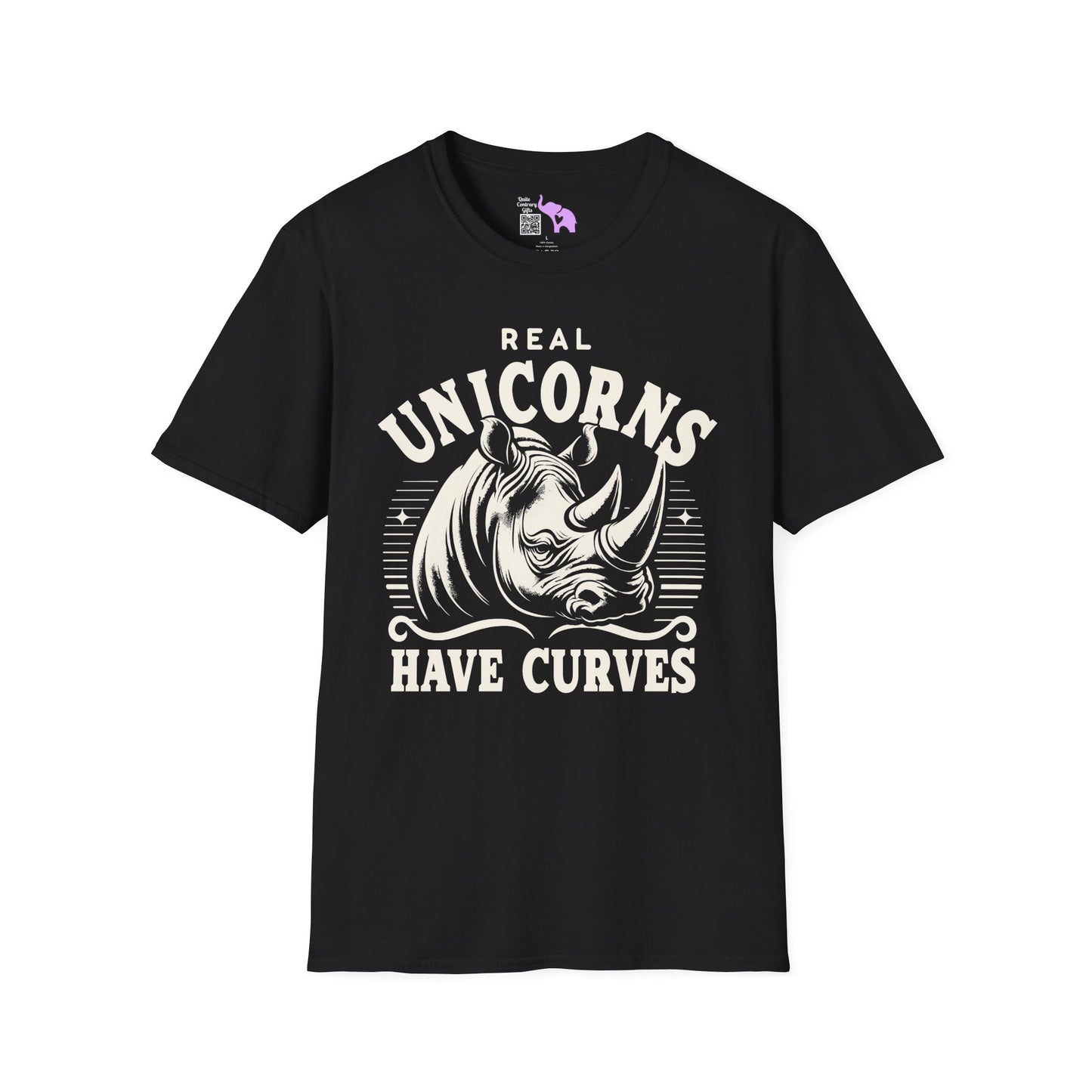 Real Unicorns Have Curves (Rhino) Adult T-shirt