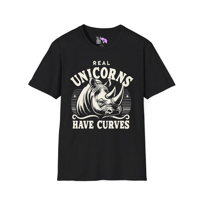 Real Unicorns Have Curves (Rhino) Adult T-shirt