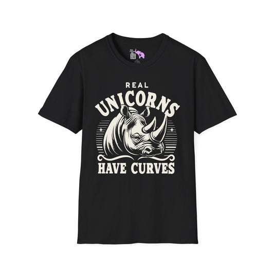 Real Unicorns Have Curves (Rhino) Adult T-shirt