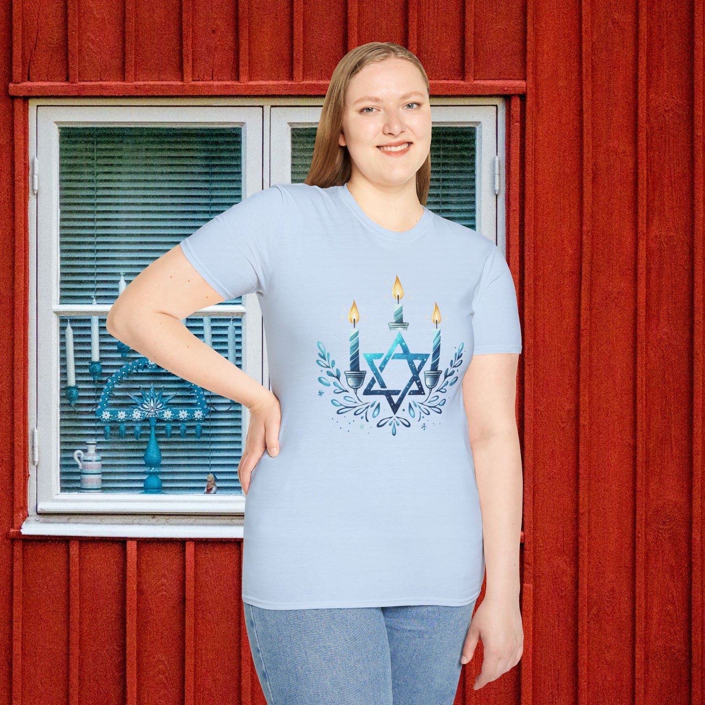 Star & Flame Hanukkah Adult T-shirt