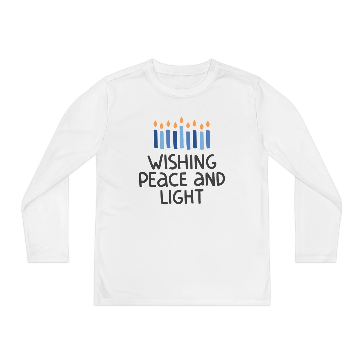 Hanukkah Wishing Peace & LIght Youth Long Sleeve Tee