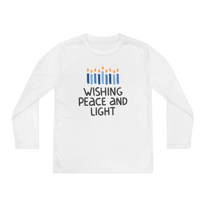 Hanukkah Wishing Peace & LIght Youth Long Sleeve Tee