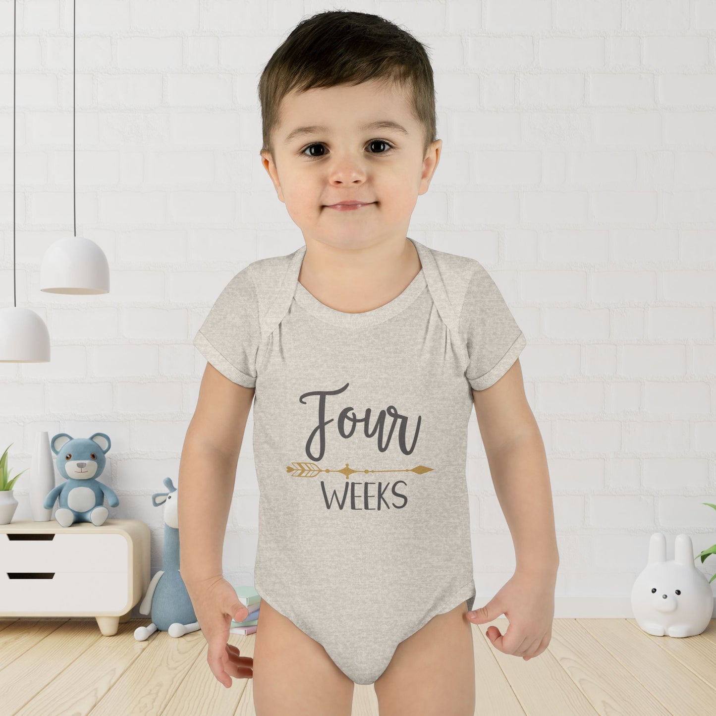 Golden Arrow Milestone Baby Bodysuit-Four Weeks
