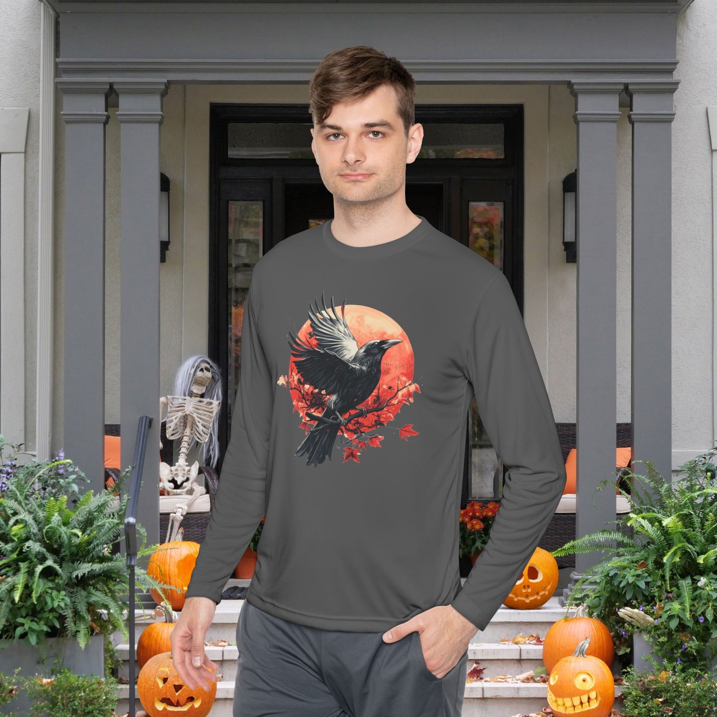 Halloween Crows 3 Adult Long Sleeve Tee