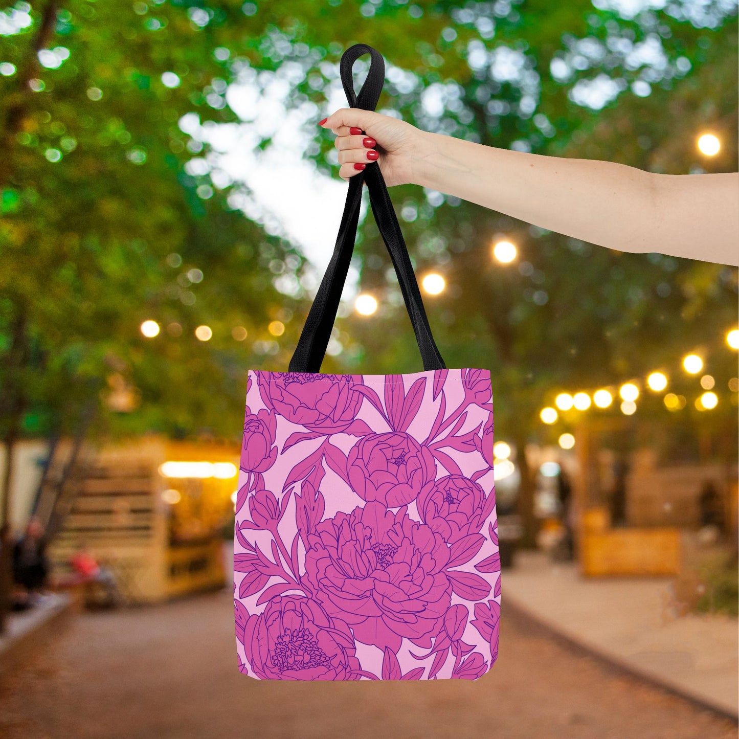 Blush Peony Garden Canvas Tote Bag