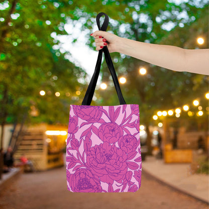 Blush Peony Garden Canvas Tote Bag