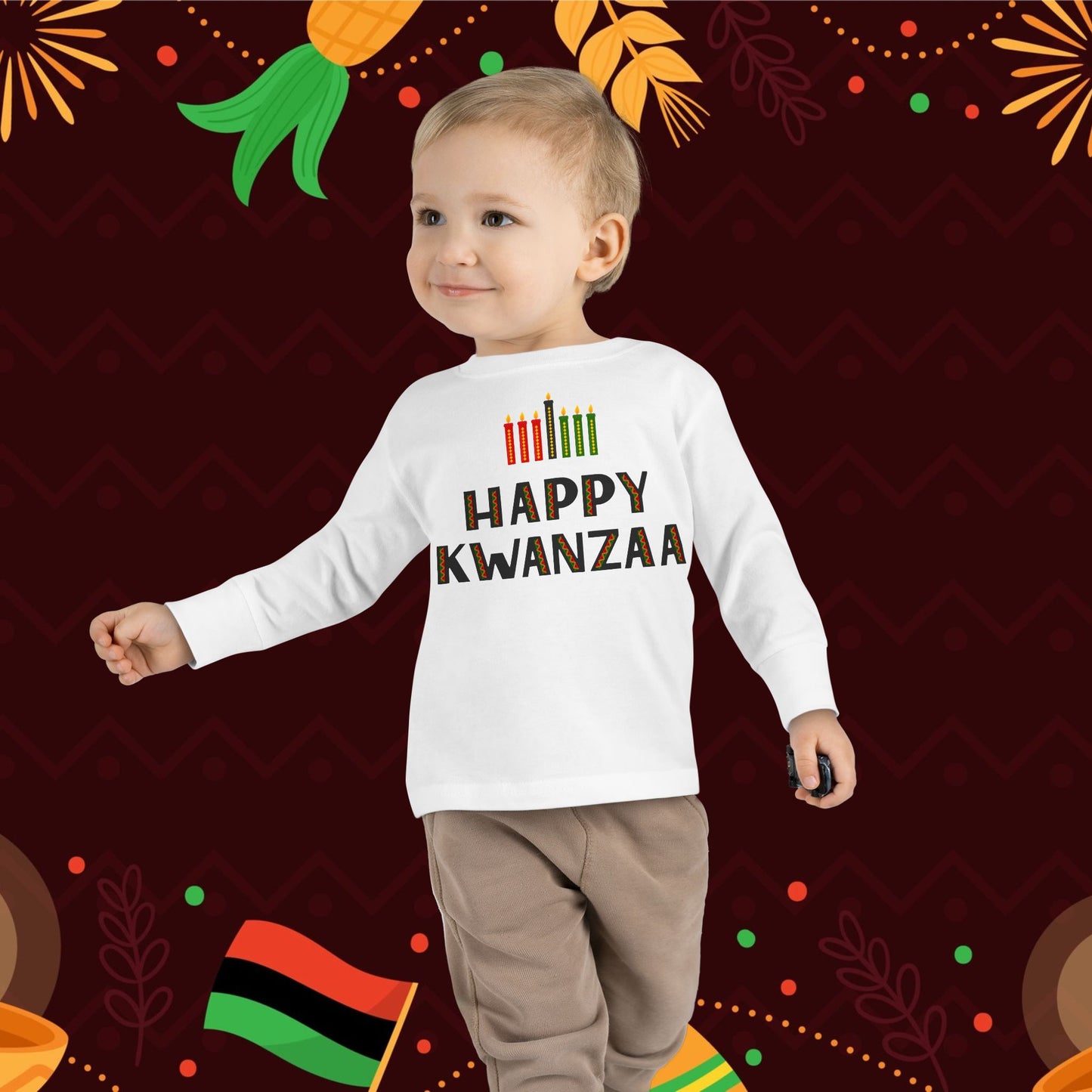 Happy Kwanzaa (Kinara)Toddler Long Sleeve Tee