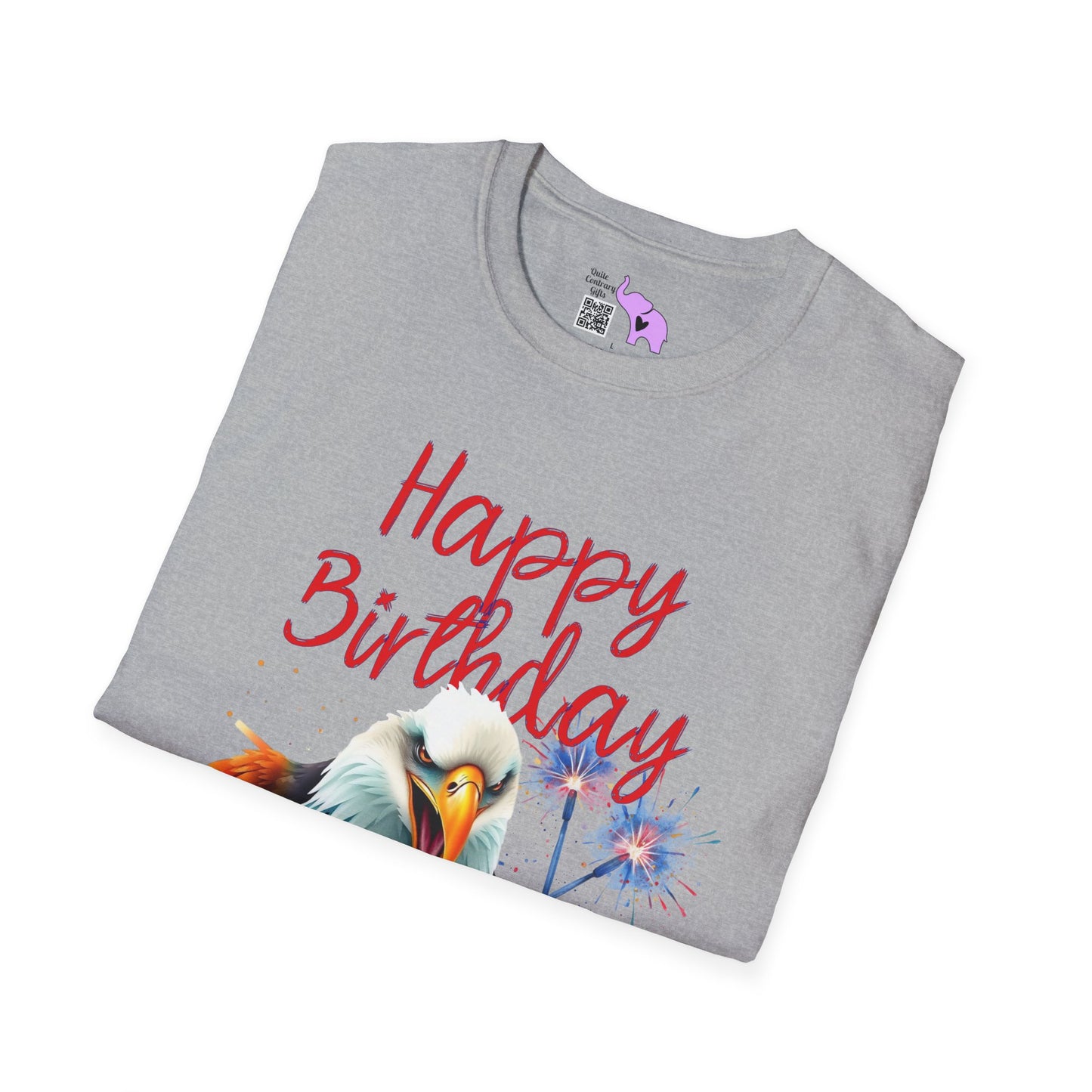 Happy Birthday America (Eagle Eating Cake) Adult T-shirt