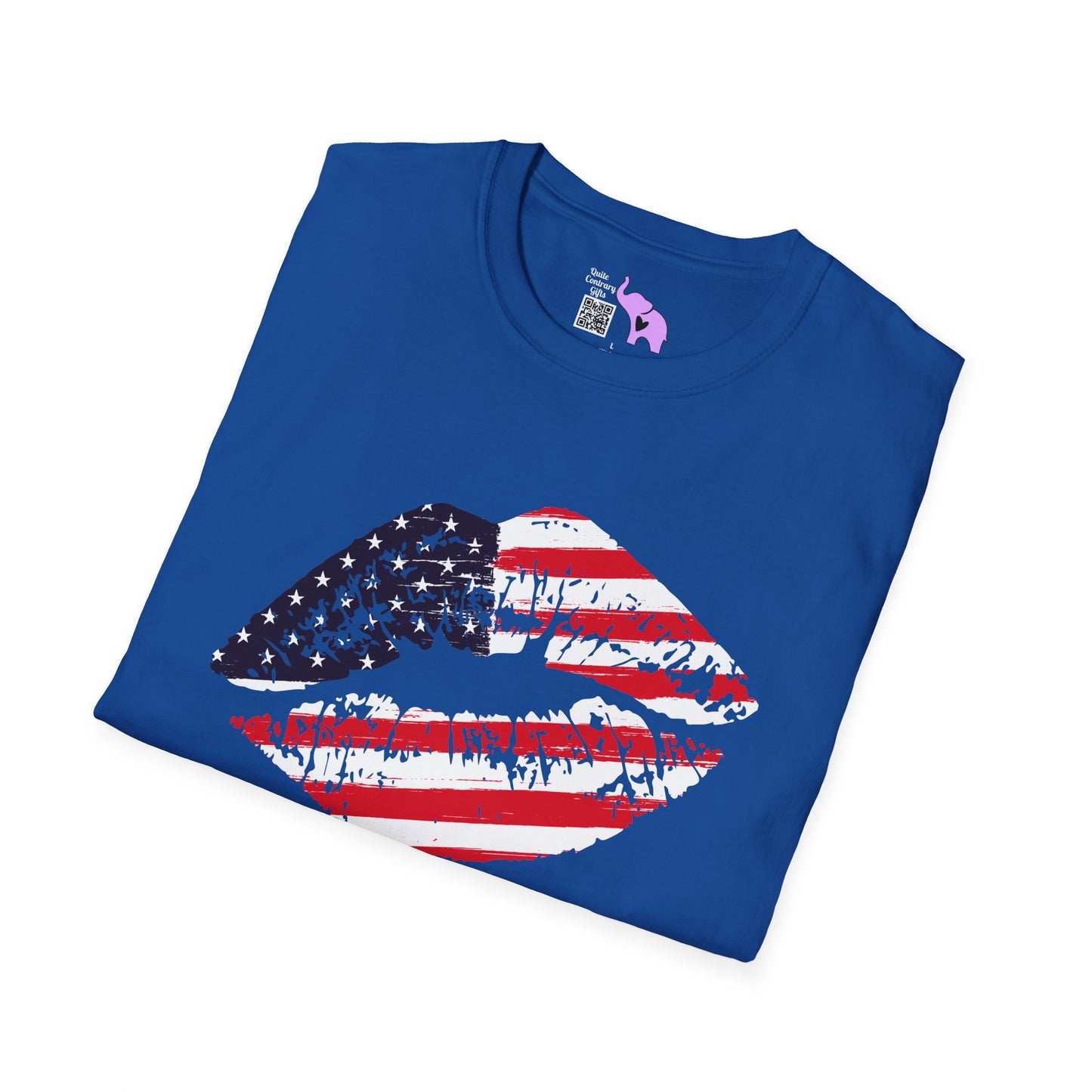 American Flag Lips Adult T-shirt