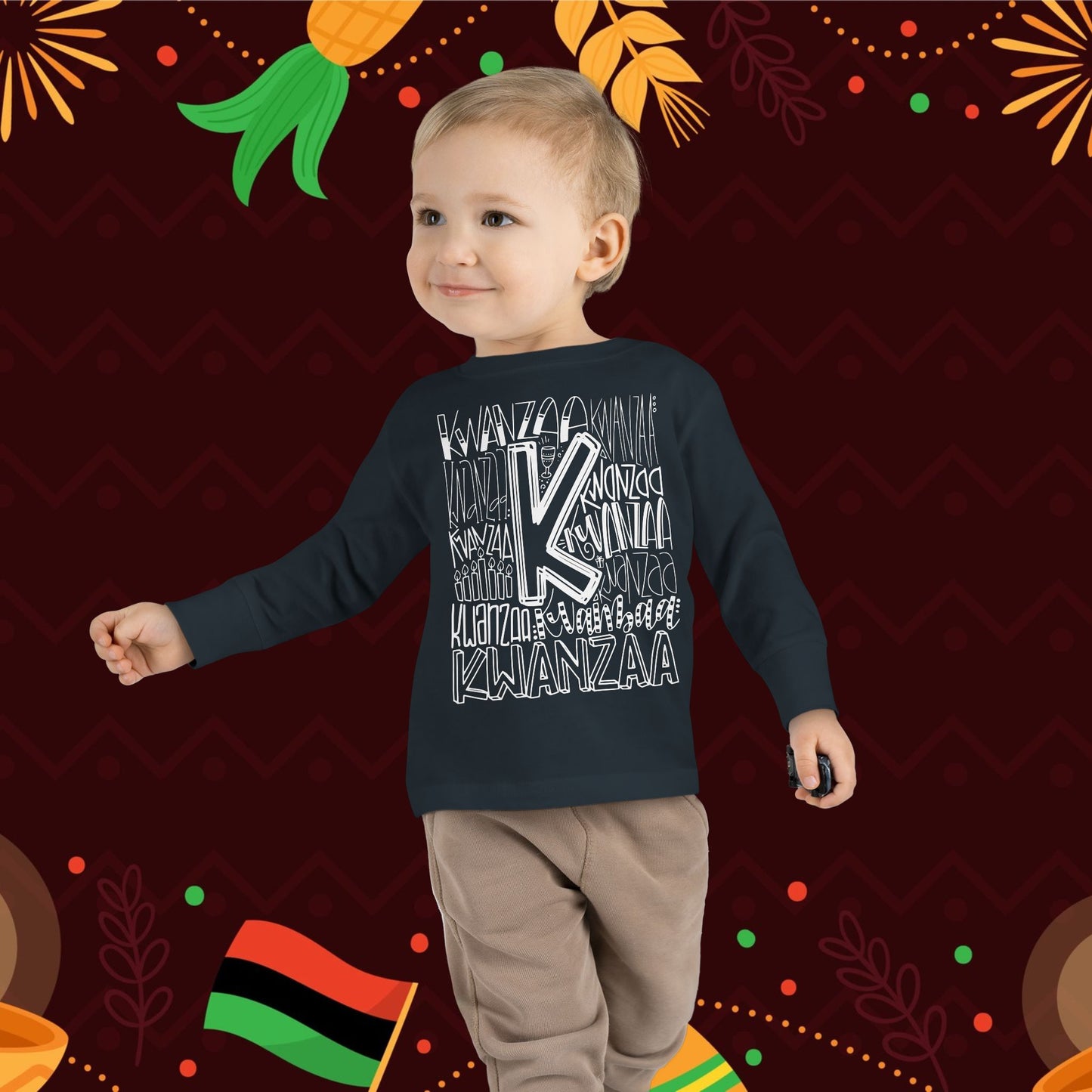 Kwanzaa Wordcloud Toddler Long Sleeve Tee