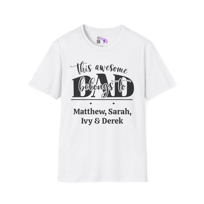 ""This Awesome Dad Belongs To... Adult T-shirt (Personalizable)
