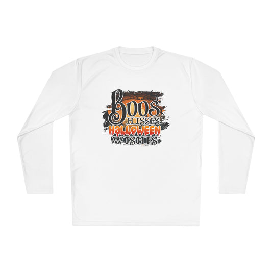 Boos Hisses Halloween Wishes Adult Long Sleeve Tee